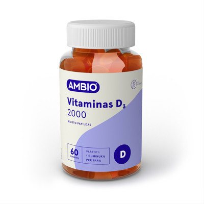 AMBIO VITAMINAS D3 2000, 60 guminukų