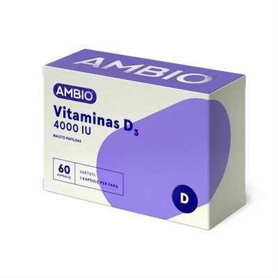 AMBIO VITAMINAS D3, 4000 IU, 60 minkštųjų kapsulių