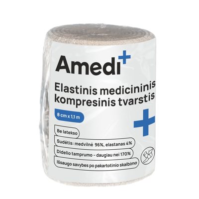 AMEDIPLUS, elastinis tvarstis, 8cmx, 1.1 m