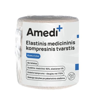 AMEDIPLUS, elastinis tvarstis 8cmx, 1.5 m
