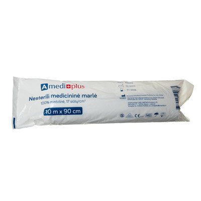 AMEDIPLUS, marlė medicininė 10mx, presuota, 90 cm