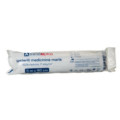 AMEDIPLUS, marlė medicininė 5mx, presuota, 90 cm