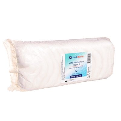 AMEDIPLUS, medicininė nesterili vata, zig-zag, 100 g