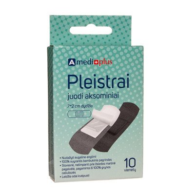 AMEDIPLUS, pleistras juodas aksominis, 10 vienetų, 7 x 2 cm