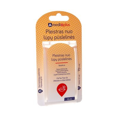 AMEDIPLUS pleistras nuo lūpų pūslelinės, 15 vnt