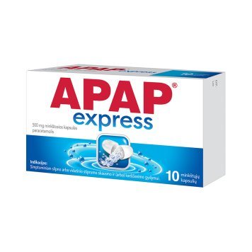 APAP express [Paracetamol US Pharmacia] 500 mg minkštosios kapsulės N10