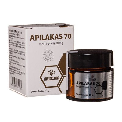 APILAKAS, bičių pienelis, 70 mg, 20 tablečių