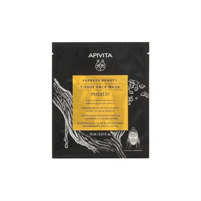 APIVITA EXPRESS BEAUTY TISSUE, veido kaukė su mastikos aliejumi, stangrinanti