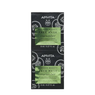 APIVITA EXPRESS BEAUTY, veido kaukė su agurkais, intensyviai drėkinanti, 2 vnt., 8 ml