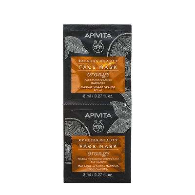APIVITA EXPRESS BEAUTY, veido kaukė su apelsinais, skaistinanti, 2 vnt., 8 ml