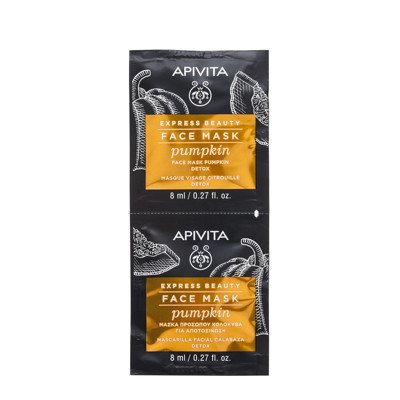 APIVITA EXPRESS BEAUTY, veido kaukė su moliūgu, detoksikuojanti, 2 vnt., 8 ml