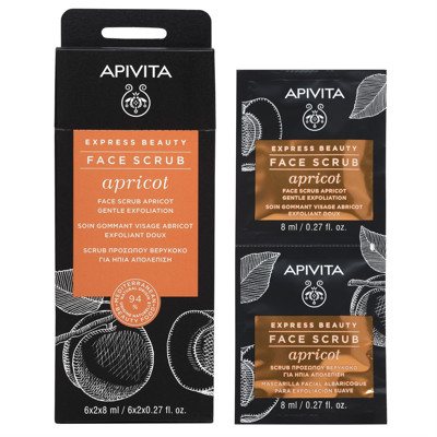 APIVITA EXPRESS BEAUTY, veido šveitiklis su abrikosais, 2 vnt., 8 ml