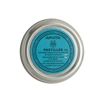 APIVITA pastilės su vitaminu C, propoliu, mentoliu ir eukaliptais, 45 g