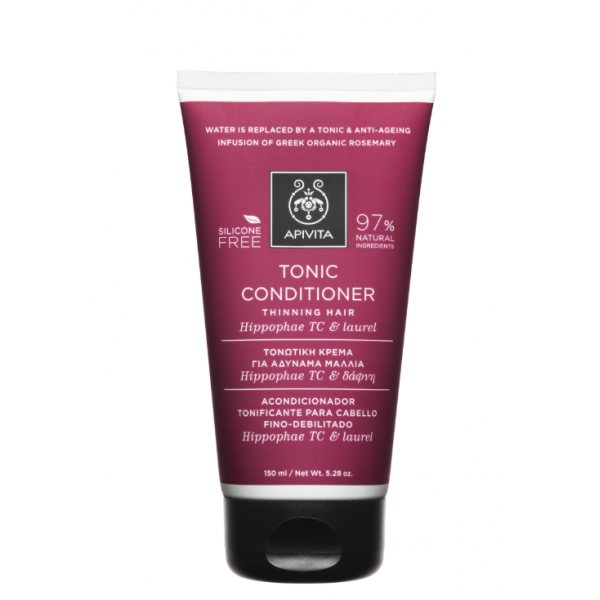 APIVITA tonizuojantis kondicionierius slenkantiems plaukams, 150 ml
