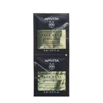 APIVITA valomoji veido kaukė su žaliuoju moliu EXPRESS BEAUTY, 2 x 8 ml