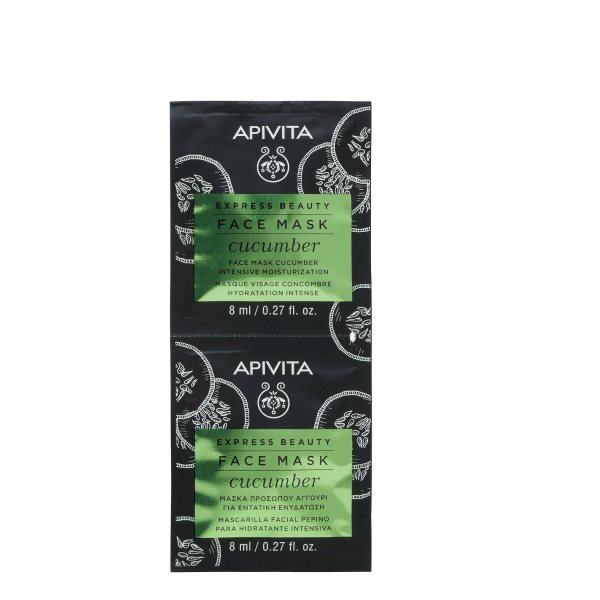 APIVITA veido kaukė su agurkais EXPRESS BEAUTY, x 8 ml, 2 vnt