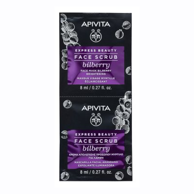 APIVITA veido šveitiklis-kaukė su mėlynėmis EXPRESS BEAUTY, 2 x 8 ml