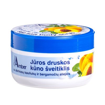 AQUA AMBER ABRIKOSAS, jūros druskos kūno šveitiklis, 300 g