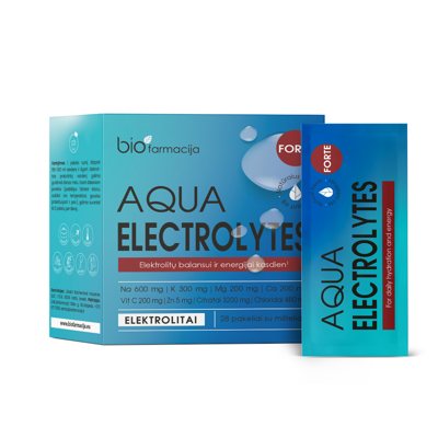 AQUA ELECTROLYTES FORTE, milteliai, 28 paketėliai