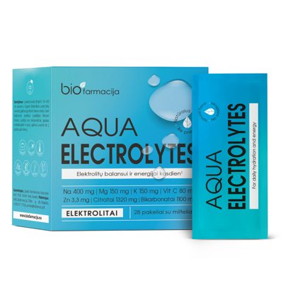 AQUA ELECTROLYTES, milteliai, 28 paketėliai