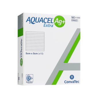 AQUACEL AG+ EXTRA tvarstis, 10 vnt., 5 x 5 cm