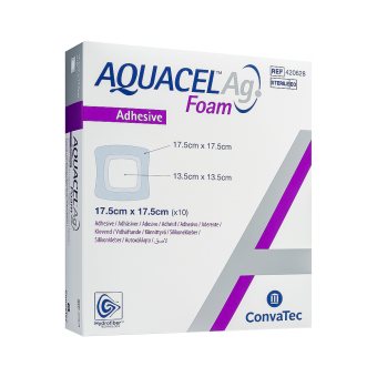 AQUACEL AG FOAM lipnus silikoninis tvarstis CONVATEC, 10 vnt., 17.5 x 17.5 cm