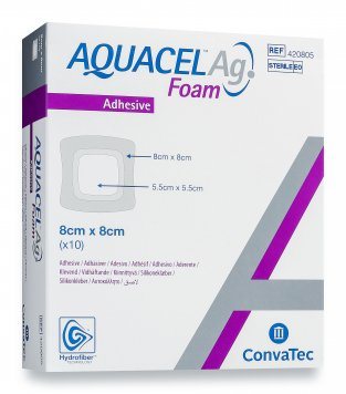AQUACEL Ag Foam LIPNUS SU SILIKONU tvarstis N10, 8 x 8 cm