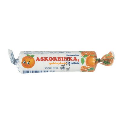 ASKORBINKA, apselsinų skonio, 10 tablečių