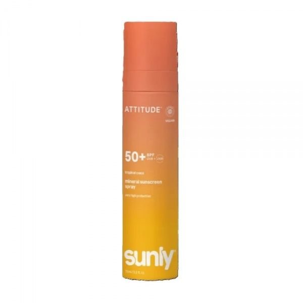 ATTITUDE apsauginis veido ir kūno purškiklis SUNLY TROPICAL COCO, SPF50+, 75 ml