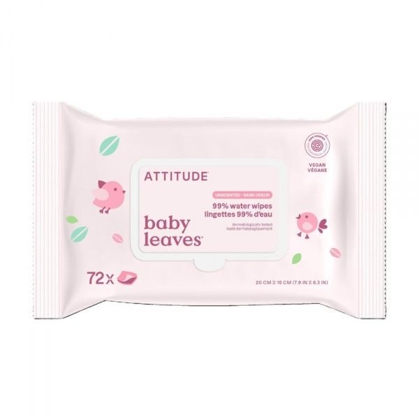 ATTITUDE drėgnos servetėlės kūdikiams BABY LEAVES, 72 vnt
