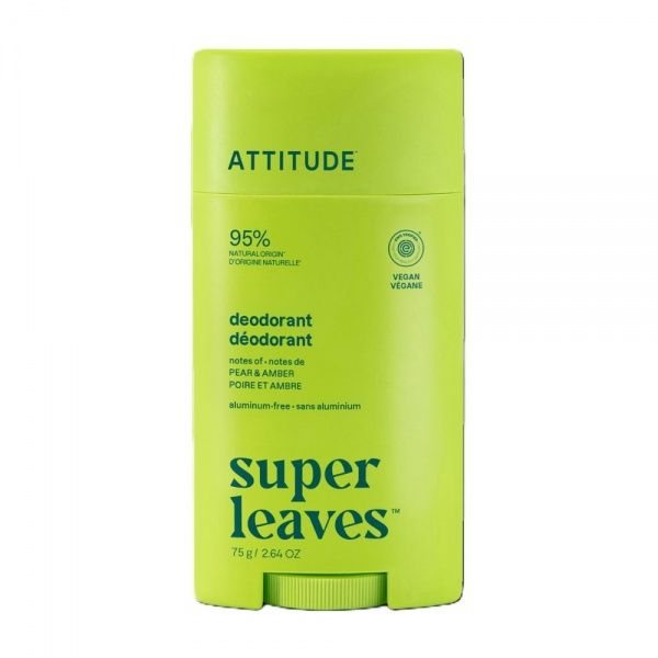 ATTITUDE pieštukinis dezodorantas SUPER LEAVES PEAR & AMBER, 75 g