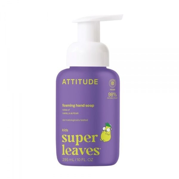 ATTITUDE rankų muilas-putos vaikams SUPER LEAVES VANILLA & PEAR, 295 ml