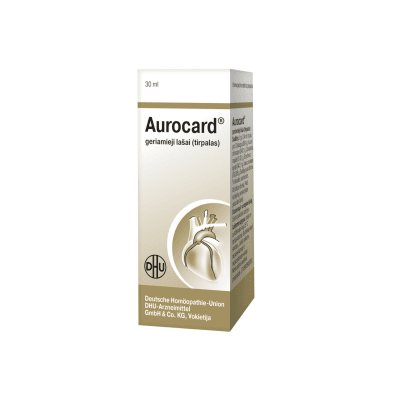 Aurocard /0,1 g/0,1 g/0,1 g/0,005 g/g geriamieji lašai 30 ml, 0.4 g