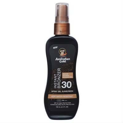 AUSTRALIAN GOLD, apsaugos nuo saulės purškiamas pienelis su bronzantais, SPF30, 100 ml