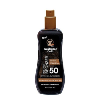 AUSTRALIAN GOLD, apsaugos nuo saulės purškiamas pienelis su bronzantais, SPF50, 237 ml