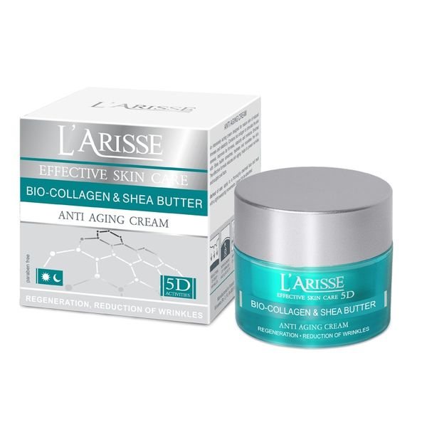 AVA veido kremas su biokolagenu ir taukmedžio sviestu L'ARISSE ANTI AGING 55+, 50 ml