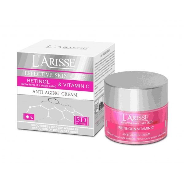 AVA veido kremas su retinoliu ir vitaminu C L'ARISSE ANTI AGING 50+, 50 ml
