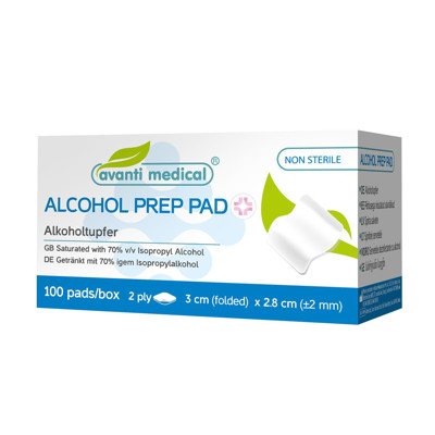 AVANTI MEDICAL, servetėlės injekcijos vietai, 100 vnt., 3 x 3 cm