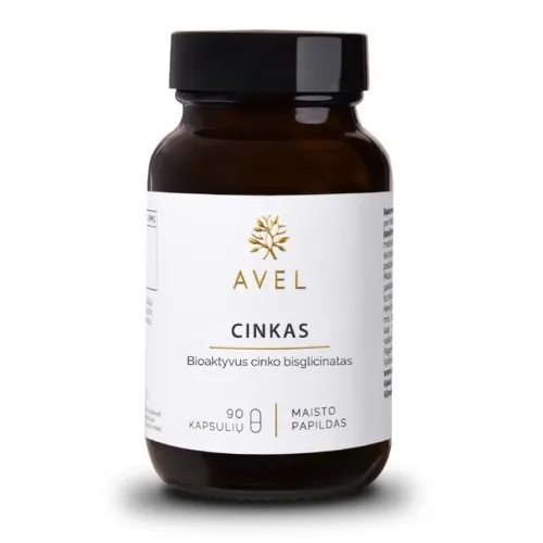 AVEL BIOAKTYVUS CINKO BISGLICINATAS, 90 kapsulių