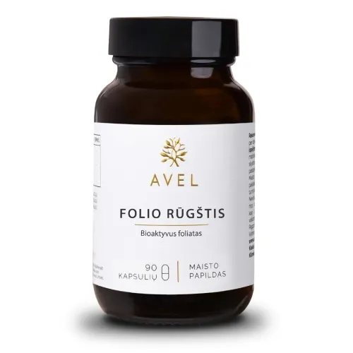 AVEL FOLIO RŪGŠTIS, Bioaktyvus foliatas, 90 kapsulių