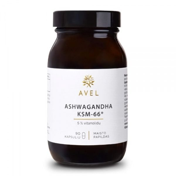 AVEL maisto papildas ASHWAGANDHA KSM-66, 90 kaps.