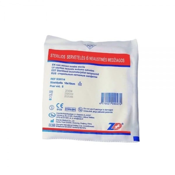 AZAS sterilios servetėlės, x 10 cm, 5 vnt., 10 cm