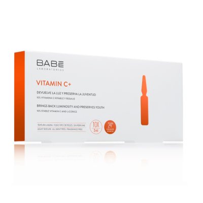 BABĒ drėkinamojo, skaistinamojo koncentruoto serumo ampulės VITAMIN C+, N10, 2 ml