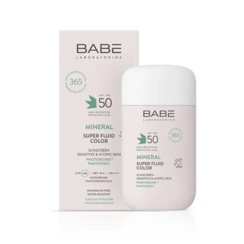 BABÉ mineralinė apsauga su spalva MINERAL SUPER FLUID SPF50, 50 ml