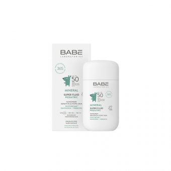 BABÉ mineralinis apsauginis veido fluidas nuo saulės kūdikiams ir vaikams MINERAL SUPER FLUID SPF50, 50 ml