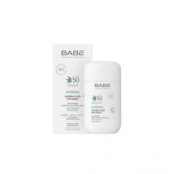 BABÉ mineralinis apsauginis veido fluidas nuo saulės MINERAL SUPER FLUID SPF50, 50 ml