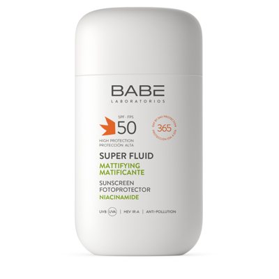 BABĒ SUPER FLUID, apsauginė emulsija riebiai, mišriai veido odai, SPF50, 50 ml