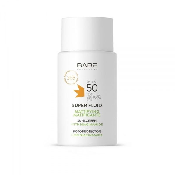 BABE apsauginė emulsija riebiai, mišriai veido odai SUPER FLUID, SPF50, 50 ml