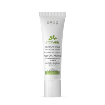 BABE STOP AKN, naktinis atkuriamasis keratolitinis fluidas su glikolio rūgštimi riebiai, į spuogus linkusiai odai, 30 ml