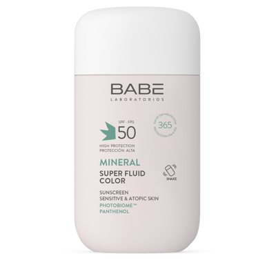 BABE SUPER FLUID SPF50 MINERAL COLOR, apsauginė mineralinė veido emulsija, su spalva, 50 ml